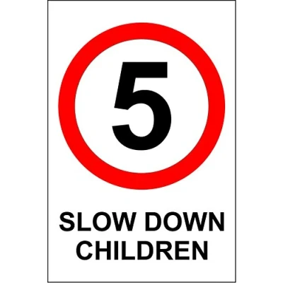 Image of Slow down children 5 mph safety sign 3mm Aluminium 300mm x 200mm
