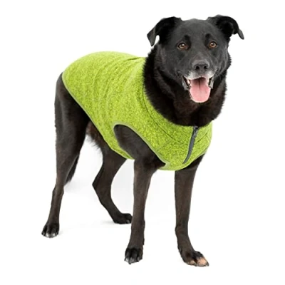 Image of Kurgo K9 Core Dog Sweater Year Round for Dogs Fleece Vest Knit Pet Jacket Lining Lightweight Zipper Opening Harness Adjustable Neck Green Large