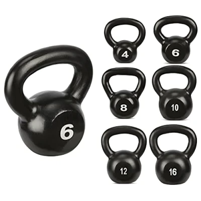 Image of BRAVICH Cast Iron Kettlebell Black Industrial 6kg Home Gym Workout Equipment Strength Fitness Weight Training