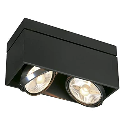 Image of SLV KARDAMOD SURFACE SQUARE ES111 DOUBLE ceiling light, black, 2xGU10, max. 2x75W 117110
