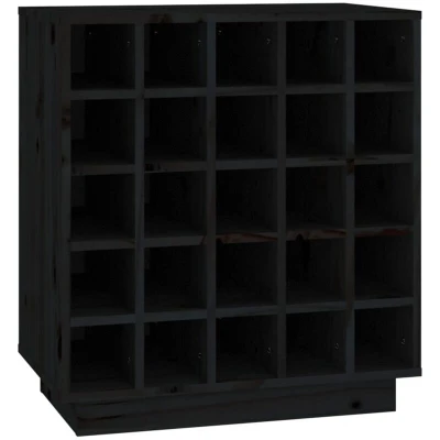 Image of vidaXL Wine Cabinet Black 55.5x34x61 cm Solid Wood Pine