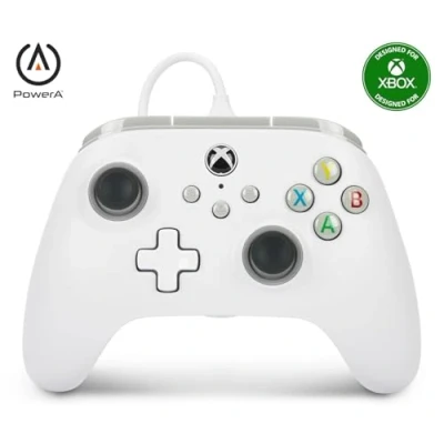 Image of PowerA Wired Controller For Xbox Series X &amp; S, One, PC, Windows 10 11, Dual Rumble Motors, Detachable 10ft USB Cable, 3.5mm Stereo Headset Jack, Official: White
