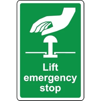 Image of Lift emergency stop safety sign 1mm Plastic (100mm x 150mm)