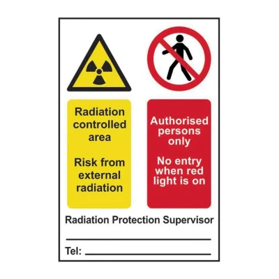 Image of Radiation Controlled Area Authorised Persons Only Safety Sign, Self Adhesive Semi Rigid PVC, 200mm x 300mm