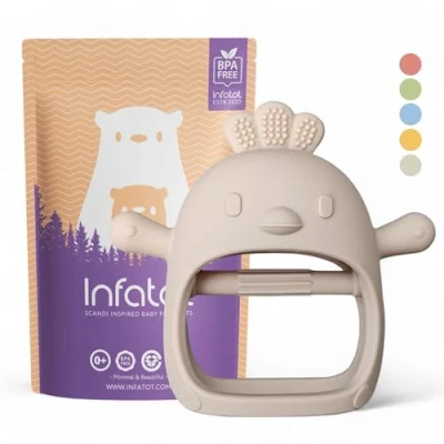 Image of Infatot® Teething Toys for Baby Teether, New Infant Silicone Chicken Teether Mitten Glove Prevents Finger Sucking, Teethers Babies, Babies Cream