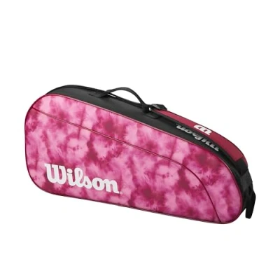 Image of WILSON Junior Tennis Racket Bag Holds up to 3 Rackets, Pink/Red
