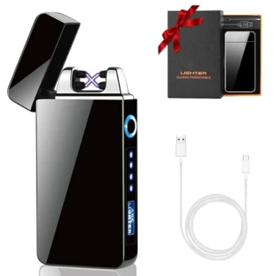 Image of KIPIDA USB Electronic Lighter, ARC Lighter,Touch Screen Electric Lighter LED Dual with Battery Indicator Windproof for Men Ladies in Gift Box Packaging,Gift Him/Dad/Father