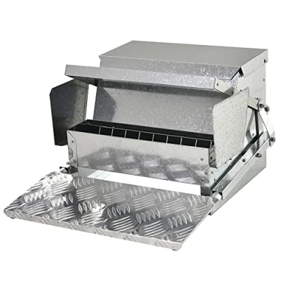 Image of PawHut 11.5KG Automatic Chicken Poultry Feeder Rat Proof Treadle Self Opening with Galvanized Steel and Aluminium