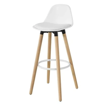 Image of SoBuy® FST70 W, Kitchen Breakfast Barstool, Bar Stool with PU Leather Padded Seat &amp; Beech Wood Legs