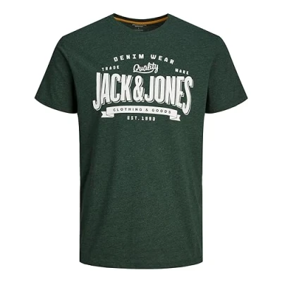 Image of JACK &amp; JONES Men&#039;s Jjelogo Tee SS O Neck 1 Col Mel Aw23 Sn T Shirt, Mountain View/Detail:Melange, S