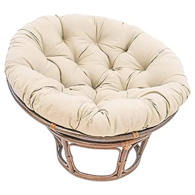 Image of Papasan Round Chair Cushions, Cushion Only, Cover Swing Basket Cushion, Thick Egg Nest Seat Cushions for Indoor Balcony,Beige,140x140cm