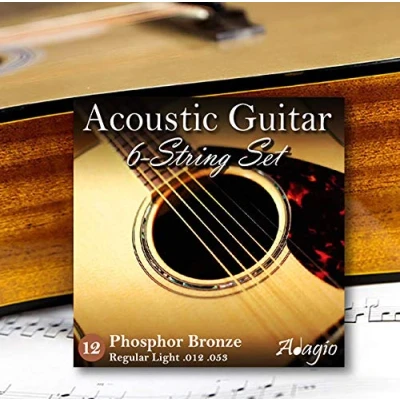 Image of 2 SETS! ADAGIO PRO Acoustic Guitar Strings Medium Light Gauge 12 53 Phosphor Bronze Also Suitable As Electro and Semi