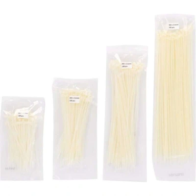 Image of Edison Cable Ties, Natural, 3.6mm Diameter &amp; Assorted Length, Pack of 400