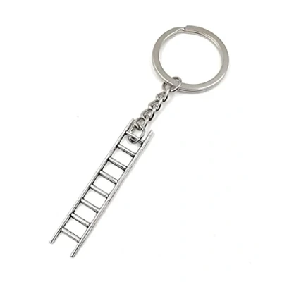Image of Onwomania Ladder Keyring Metal Lucky Charm in Aluminium Gift Box, Ideal as a Gift, silver, One Size