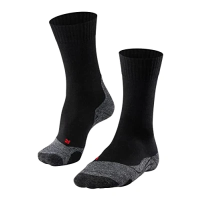 Image of 1 Pair Black TK2 Medium Volume Ergonomic Cushioned Trekking Socks Ladies 4 5 Falke