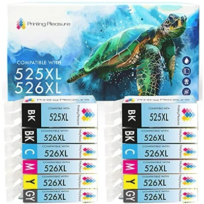 Image of 12 (2 SETS) Compatible PGI 525 CLI 526 Ink Cartridges for Pixma MG5150 MG5250 MG6150 MG6250 MG8150 MG8250 MX885 iP4850 iP4950 iX6550 Black/Photo Black/Cyan/Magenta/Yellow/Grey, High Capacity