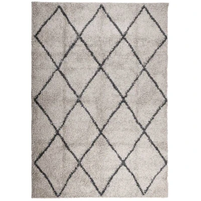 Image of vidaXL Shaggy Rug PAMPLONA High Pile Modern Beige and Anthracite 120x170 cm