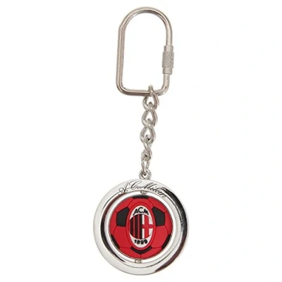 Image of AC Milan Official Metal Football Spinner Keyring (One Size) (Silver/Red)