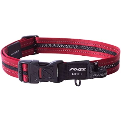 Image of Rogz Airtech Classic Dog Collar Rock Red Large 34 56cm