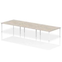 Image of Impulse Bench B2B 6 Person 1600 White Frame Office Desk Grey Oak