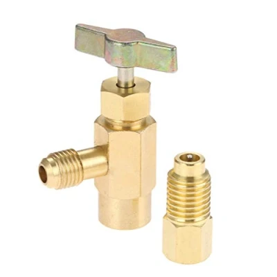 Image of R1234YF Self Sealing Can Tap with R134A Tank Adapter, 1/2’’ Acme to 1/4’’ SAE Refrigerant Bottle Opener Female and Male Adapter