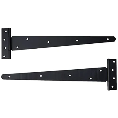 Image of Merriway BH01991 (2 Pcs) Heavy Duty Strap Tee Hinges, Black Japanned 400 mm (16 Inch) Pack of 2 Pieces