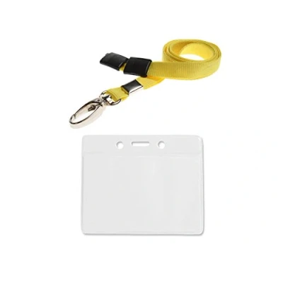 Image of ID Card It 10 PVC Pass Badge Holder and Lanyard Neck Strap (Yellow Metal Clip)