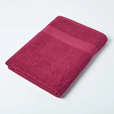 Image of HOMESCAPES Burgundy Turkish Cotton Jumbo Towel Super Soft Thick &amp; Absorbent 500 GSM Heavy Weight for everyday Luxury