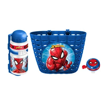 Image of Stamp SM250508 KORB + TRINKFLASCHE KLINGEL Spiderman Basket Drinking Bottle Bell, Blue