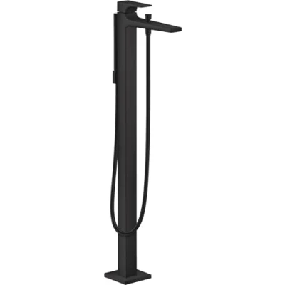 Image of hansgrohe Metropol 32532670 Bath Mixer Tap Lever Handle Matt Black Floor Standing