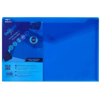 Image of Snopake Polyfile Wallet File Polypropylene Foolscap Electra Blue (Pack 5)