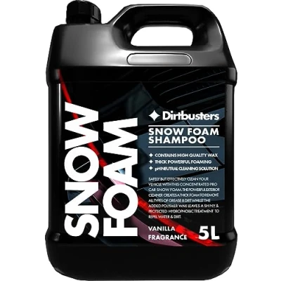Image of Dirtbusters Snow Foam Car Shampoo And Wax, Powerful Thick Pre Wash Cleaner, Non Caustic &amp; Safe Suitable For Cleaning All Vehicle Exteriors, Vanilla (5L)