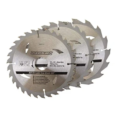 Image of Silverline TCT Circular Saw Blades 16, 24, 30T 3pk 165 x 30 20, 10mm Rings