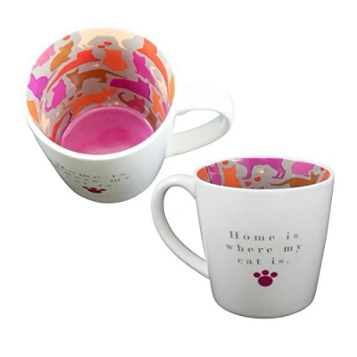 Image of Two Up Down Mug Ceramic Tea/Coffee Inside Out Home is Where My Cat