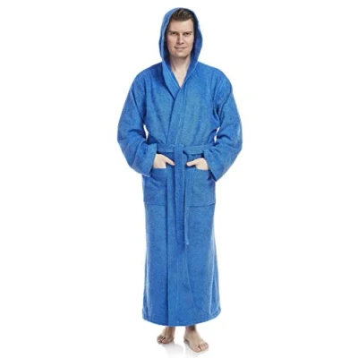 Image of Arus Men&#039;s bathrobe with hood, extra long, 100% cotton terry, man&#039;s size: XXL unisex 3XL Royal Blue