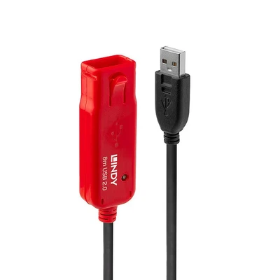 Image of Lindy 8m USB 2.0 Active Extension Cable Pro, Long Distance Repeater, Extends devices, PCs, Laptops, Xbox, PS4, PS5, VR Headset, Printer, Scanner, Webcam, Interactive Whiteboards