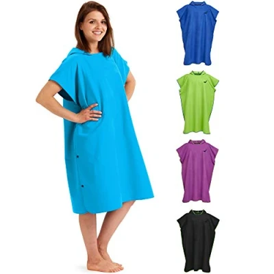 Image of Fit Flip Poncho Towel Microfibre Changing Robe Adult Towelling Swim and Surf Quick Dry Hooded for Men Women size M, Ocean
