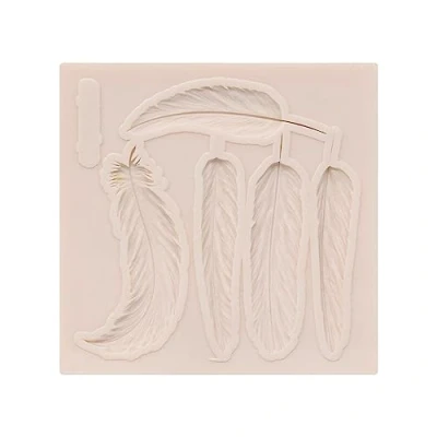 Image of Silicone Molds Chocolate Feather Texture Fondant Cake Decor Biscuits Moulds Baking Decorating Tools For Dessert Cookie Mold