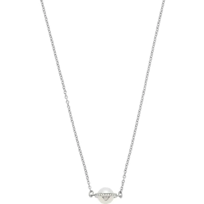 Image of Emporio Armani Necklace for Women Essential, Total length：350+70mm adjustable chain Size pearl: 18x9mm Silver Stainless Steel Necklace, EGS2837040