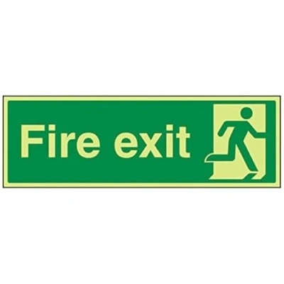 Image of V Safety Glow In The Dark Final Fire Exit Man Right Sign 450mm x 150mm Rigid Plastic