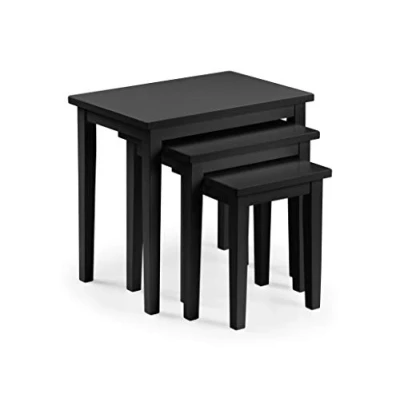 Image of Julian Bowen Nest of Tables, Solid Rubberwood, Black, Height: 46, Width: 48, Depth: 33cm