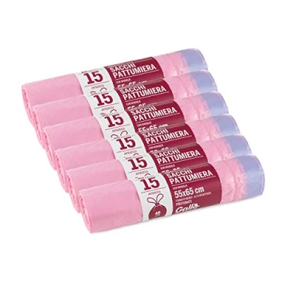 Image of Gallo, 90 Dustbin Bags, Pull and Close Handles, 55 x 65 cm, 40 Liters, Pink
