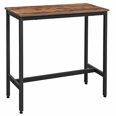 Image of VASAGLE Bar Table, Kitchen Pub Dining High Sturdy Steel Frame, 40 x 100 90 cm, Easy Assembly, Industrial Design, Rustic Brown and Black LBT10X