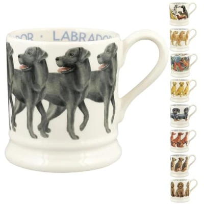 Image of Emma Bridgewater Large Mug 1/2 Pint, Ceramic Coffee Stoneware Mug, Cappuccino, Latte, Coffee, Tea Cup Beautiful Mugs, Birthday Gift Black Labrador