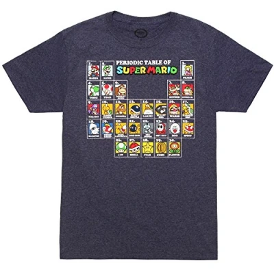 Image of Nintendo Men&#039;s Mushroom Table T Shirt, Navy Heather, Large