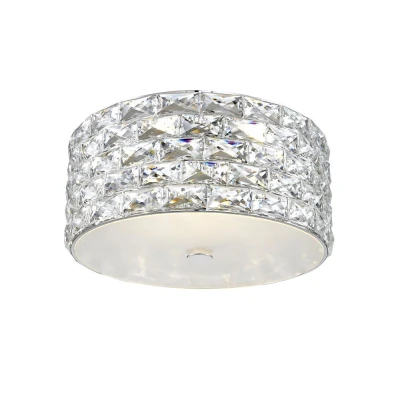Image of Aruba 4 Light LED Flush Ceiling Chrome Crystal