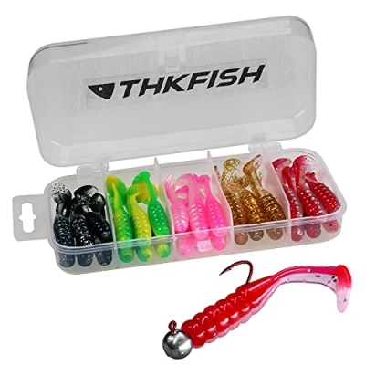 Image of THKFISH 30Pcs Paddle Tail Swimbaits 2 INCH Bicolor Soft Plastic Fishing Lure Swim Baits for Crappie Bass Trout Mixed Color