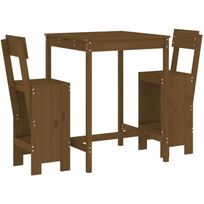 Image of vidaXL 3 Piece Garden Bar Set Honey Brown Solid Wood Pine