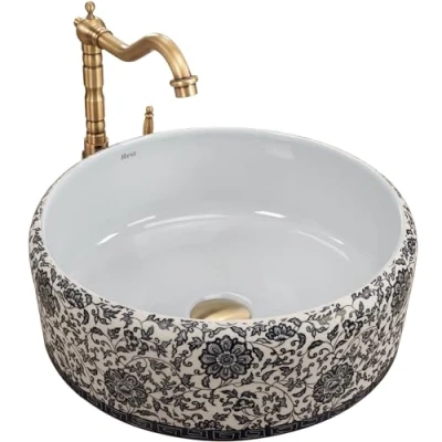 Image of REA U3308 Bathroom Sink Made of Ceramic Florisa pattern U3308, Black White