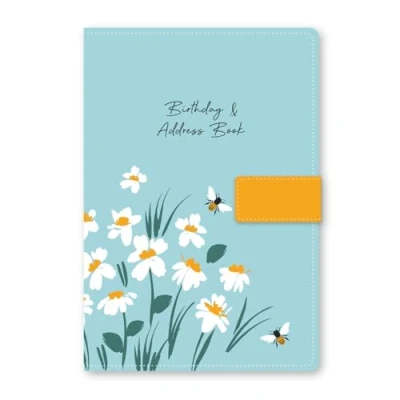 Image of Telephone Address Book A Z Index Beautiful Fabric Vintage Style Cover A5 Hardback with Magnetic Lock (Orange Floral)